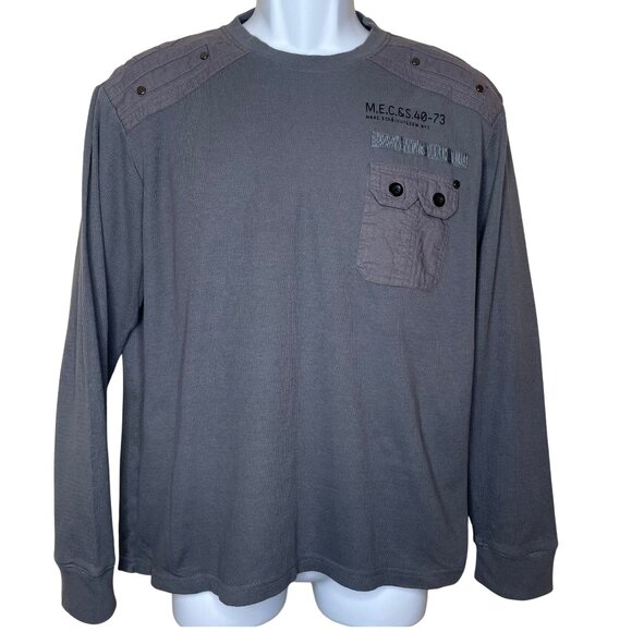 Marc Ecko Other - MARC ECKO Cut & Sew Deadly Threads Military Cargo Long Sleeve Shirt Grey Med Y2K